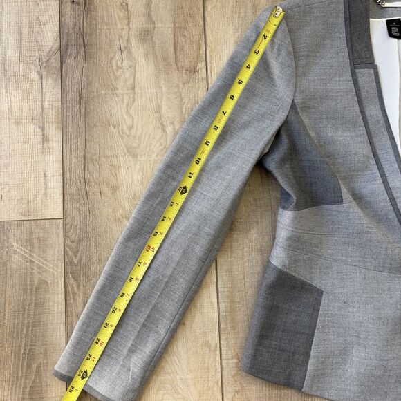 White House Black Market Womens Gray Colorblock Wool Blend Blazer Size 10 Office - Picture 15 of 16